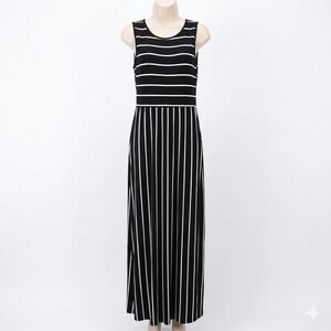 Hount Sleeveless Striped Flowy Maxi Dress Size Med Pockets Fairy Summer Casual